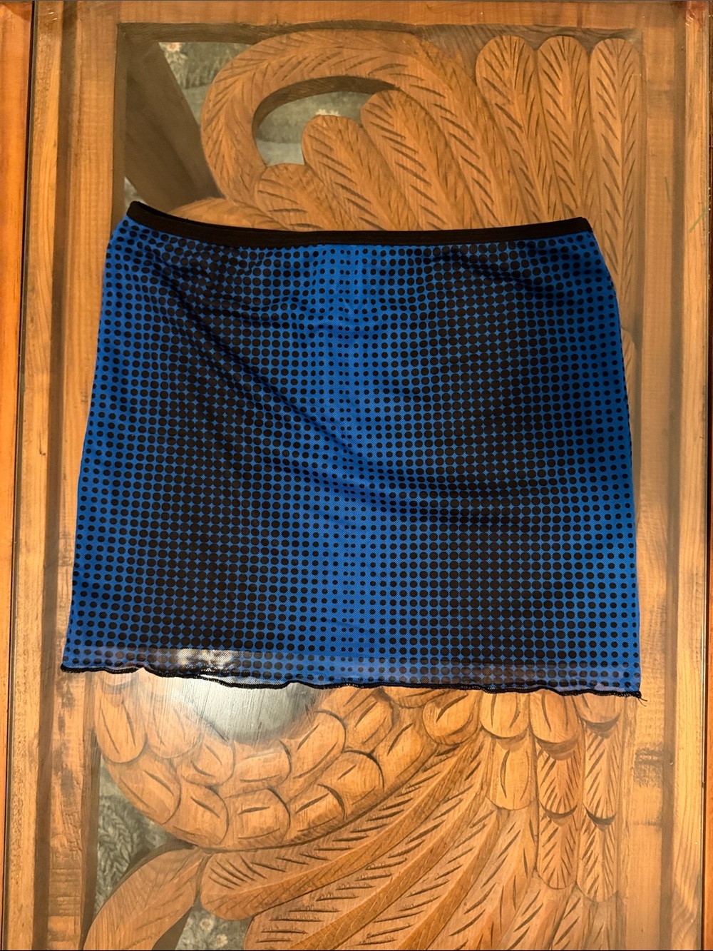 Edikted Blue and Black Polka Dot Mini Skirt